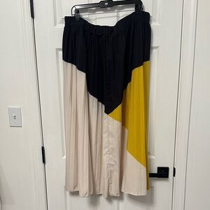 SHEIN Asymmetrical Colorblock Skirt - Black, Yellow, Cream